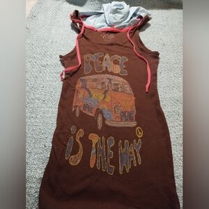 Cold Crush Brown Sleeveless Top With Hood